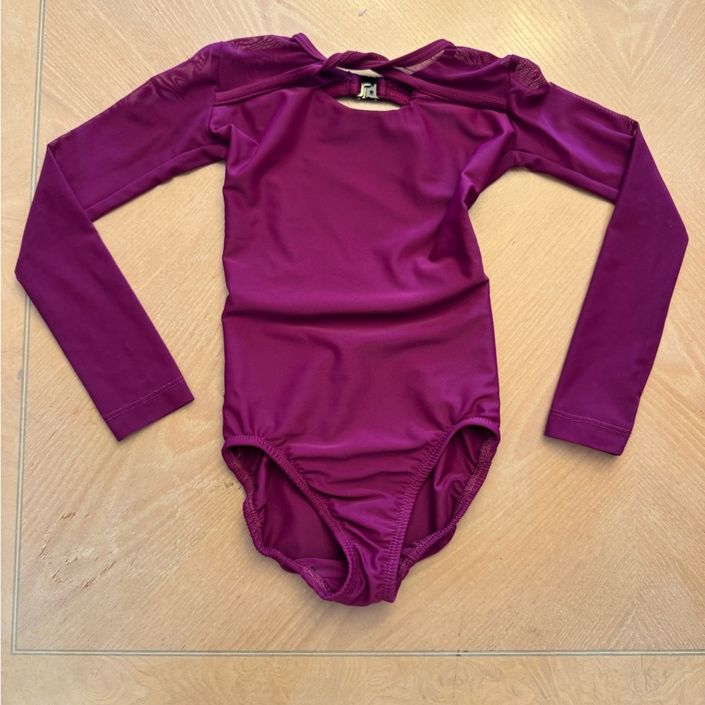 FIVE the label magenta/Purple Long Sleeve bow back Leotard YM